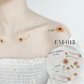 Waterdichte bloem tijdelijke tattoo sticker, kleine margriet sleutelbeen lichaamskunst variant. - Madeliefje Bloemen Stijl (EM-013)