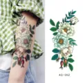 Waterproof temporary flower sticker, realistic floral arm body art painting design. - AQ-002 / 210*100mm