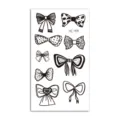 Black and white hand-drawn bow temporary tattoo sticker sheet for fashion arm body art decor. - HC-414