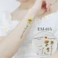 Waterdichte zonnebloem tijdelijke tattoo sticker voor arm en lichaam, bloemenontwerp. - Madeliefje Bloemen Stijl (EM-015)