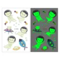 Pegatinas de tatuaje temporal de gato espacial luminoso para niños, tatuajes de dibujos. - Ei-049 Gato Espacial