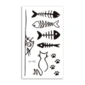 Waterproof black cat and fish bone temporary tattoo sticker for fashion arm body art - HC-413