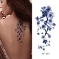Blue flower temporary tattoo sticker, beautiful body art body paint decal for arm or back. - AQ-004 / 210*100mm