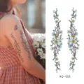 Floral branch temporary tattoo sticker waterproof body art arm decor stylish floral design variant - AQ-005 / 210*100mm