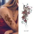Hummingbird flower waterproof tattoo sticker, fashion body art painting variant AQ-007. - AQ-007 / 210*100mm