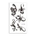 Black tribal temporary tattoo sticker sheet, animal snake scorpion lizard design style. - HC-404