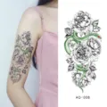 Temporary tattoo sticker with snake and peony flower design for body art waterproof. - AQ-008 / 210*100mm