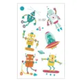 Wasserdichte Kinder temporäre Tattoos Aufkleber Cartoon süßer Roboter Design für Jungen. - Raumschiff Roboter Stil (EC-357) / 120x75mm