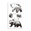 Waterproof temporary tattoo sticker sheet featuring double exposure bear and forest designs. - HC-402
