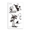 Waterproof temporary tattoo sticker featuring cute shark and summer palm tree design for arm. - HC-401