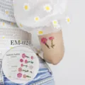 Waterdichte roze madelief tijdelijke tatoeage sticker voor arm en lichaam, bloemen body art. - Madeliefje Bloemen Stijl (EM-021)
