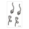 Minimalistischer schwarz-weißer Stecker und Steckdose temporäres Tattoo Aufkleber Variante - RC-628 / 60*105mm