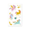 Kids waterproof temporary tattoo sticker sheet featuring cute cartoon unicorns, stars, and planets. - VE-070 / 120*75mm