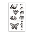 Waterproof temporary tattoo sticker sheet featuring planets, butterfly, diamond and dice. - HC-409