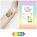 Autocollants de tatouage temporaire à paillettes imperméables chat mignon papillon. - EG-239 Style Chat / 75*120mm