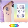 Tatouages pailletés étanches avec de charmants chats, planètes et cristaux aquarelle. - EG-241 Style Chat Espace / 75*120mm