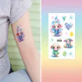Autocollants de tatouage temporaire pailleté étanche design mouton dessin animé mignon enfants - EG-242 Style Mouton / 75*120mm