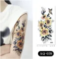 Waterproof flower arm temporary tattoo sticker with colorful sunflower and butterfly design. - AQ-039 / 210*100mm