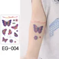 Pegatinas de tatuaje temporal con purpurina para niños, diseños de mariposas y flores. - EG-004 (Pegatina de Tatuaje de Mariposa con Purpurina)