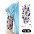 Waterproof purple rose temporary tattoo sticker set for women, long lasting floral arm body art. - AQ-040 / 210*100mm