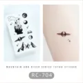Waterproof black and white temporary tattoo sticker with mountain and planet designs for daily wear. - RC-704