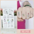 Waterproof cute animal temporary tattoo sticker sheet with black line art for daily use. - RC-743 / 60*105mm