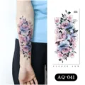 Peony flower temporary tattoo sticker for arm, waterproof long lasting body art design. - AQ-041 / 210*100mm