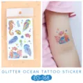 Glitter Ocean Temporary Tattoo Stickers Kids Waterproof Cartoon Marine Animal Decals - Ocean Glitter Tattoo Sticker (EG-168) / 75*120mm