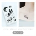 Waterproof temporary tattoo sticker with vintage mountain and river design for body art. - RC-705
