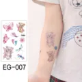 Tatuajes temporales con purpurina para niños con bonitos diseños de osos y mariposas. - EG-007 (Pegatina de Tatuaje de Mariposa con Purpurina)