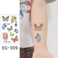 Pegatinas de tatuajes temporales con purpurina para niños, diseños impermeables de mariposas y hadas. - EG-009 (Pegatina de Tatuaje de Mariposa con Purpurina)