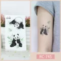 Waterproof temporary tattoo sticker featuring cute panda and bamboo design, RC-745. - RC-745 / 60*105mm