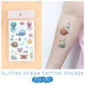 Kids glitter ocean temporary tattoo stickers waterproof colorful cartoon animal designs - Ocean Glitter Tattoo Sticker (EG-170) / 75*120mm