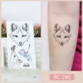 Waterproof temporary tattoo sticker featuring a cute fox design for fashionable body art. - RC-746 / 60*105mm