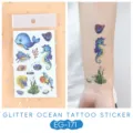 Children glitter ocean tattoo stickers waterproof colorful cartoon temporary body art decor - Ocean Glitter Tattoo Sticker (EG-171) / 75*120mm