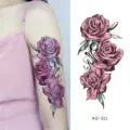 Rose flower temporary tattoo sticker waterproof body art arm sticker variant 01 - AQ-011 / 210*100mm