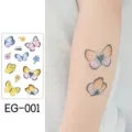 Pegatinas de tatuaje temporal de mariposa con purpurina para niños, diseño floral corporal. - EG-001 (Pegatina de Tatuaje de Mariposa con Purpurina)