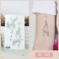 Waterproof temporary tattoo sticker featuring elegant crane and red star design for arm wear. - RC-749 / 60*105mm