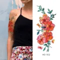 Waterproof temporary tattoo sticker featuring vibrant watercolor floral and butterfly designs. - AQ-012 / 210*100mm