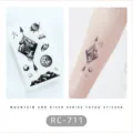 Waterproof black and white mountain river temporary tattoo sticker body art arm transfer decal. - RC-711
