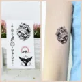 Waterproof temporary tattoo sticker black shark planet whale tail cute design variant - RC-752 / 60*105mm