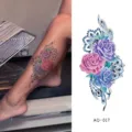 Waterproof temporary tattoo sticker featuring colorful roses and mandala floral art designs. - AQ-017 / 210*100mm