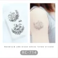 Waterproof black and white mountain and flower temporary tattoo sticker for daily use. - RC-714