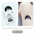 Temporary waterproof tattoo sticker featuring black and white mountain and birdcage design. - RC-715