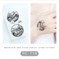 Waterproof black and white mountain river temporary tattoo sticker for hand body art design. - RC-718