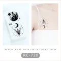 Mountain and river temporary tattoo sticker, black and white forest geometric style. - RC-720