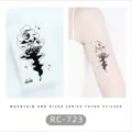 Waterproof retro mountain and river black temporary tattoo sticker model RC-723 style - RC-723