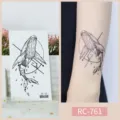 Waterproof temporary tattoo sticker with geometric whale design, perfect for arm or body art. - RC-761 / 60*105mm