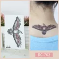 Waterproof temporary tattoo sticker with rose bird design, perfect for neck body art fashion. - RC-762 / 60*105mm
