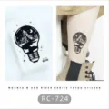 Waterproof black and white mountain lamp tattoo sticker, retro temporary body art design. - RC-724